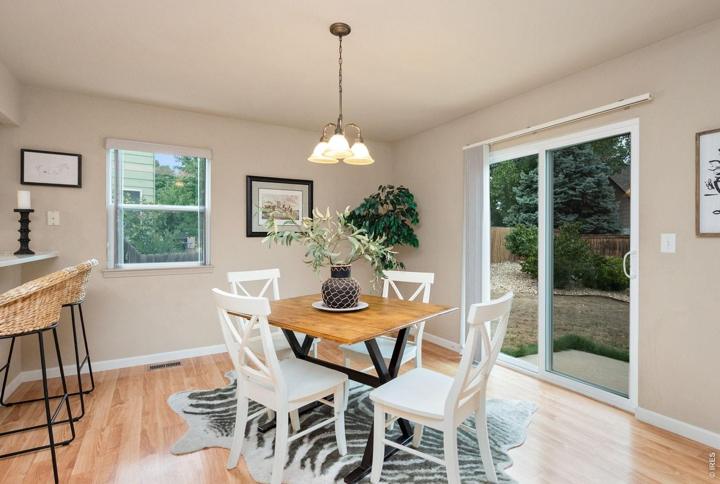 Dining area with sliding door to the patio